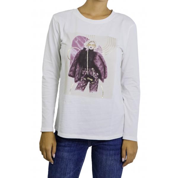 t shirt con stampa manica lunga 